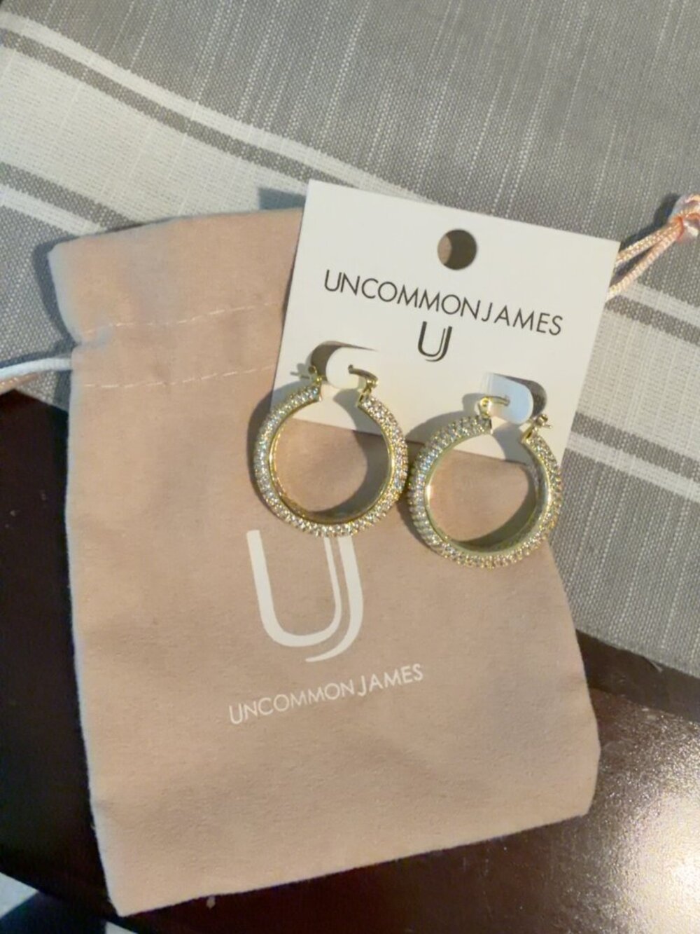 NWT Uncommon James Pavé Gold Hoop Earrings CZ